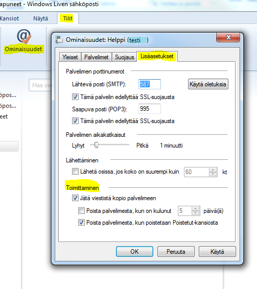 POP/IMAP sähköpostitilin asennus ja poisto Windows Live – Welcom Net  tukiportaali